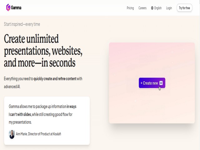 GAMMA AI Presentation : Free AI Presentation maker Tool 1