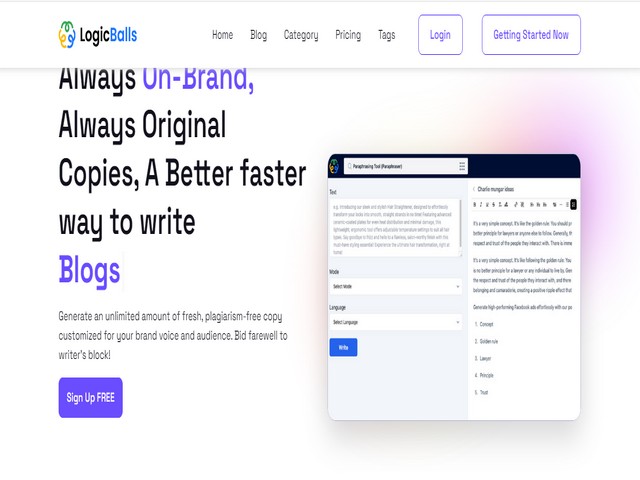 LOGICBALLS: Free AI Tool 2 Generate Content Creation